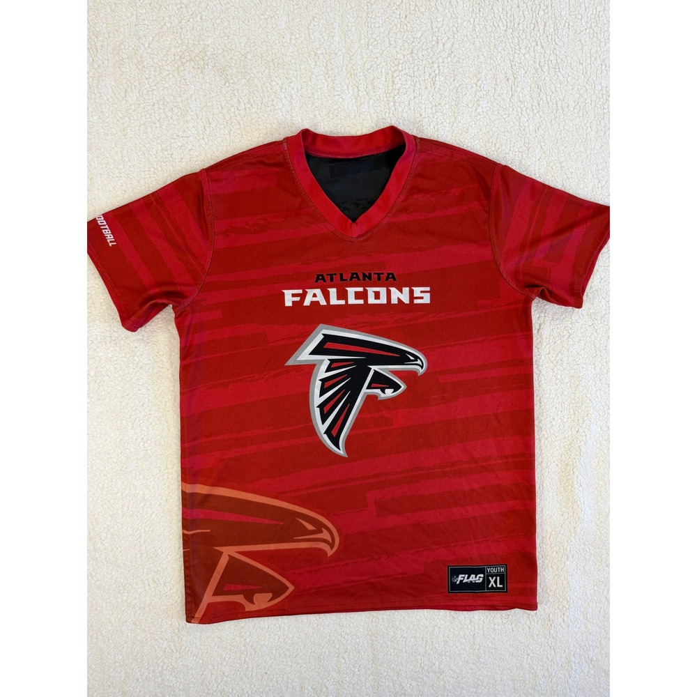 NFL Flag Reversible Atlanta Falcons Jersey Youth XL Red Grey Excellent